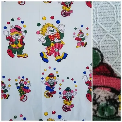 Vintage Clown Novelty Print Thin Hexagon Textured Fabric Material Cute Fun 1.5yd • $30