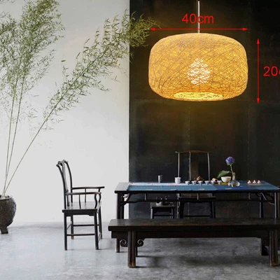 $42.75 • Buy Vintage Wicker Rattan Shade Pendant Light Hanging Fixture Ceiling Lamp