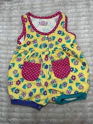 Vintage Gymboree Romper One Piece Bubble Newborn Floral Yellow Summer Heart • $18