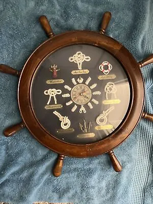 Maritime Wall Clock Vintage With Knots Boats Steering Wheel Must See • $69.95