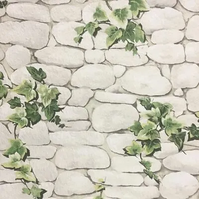 £9.99 • Buy Erismann Stone Wall Pattern Wallpaper Ivy Motif Realistic Effect Textured 7519-2