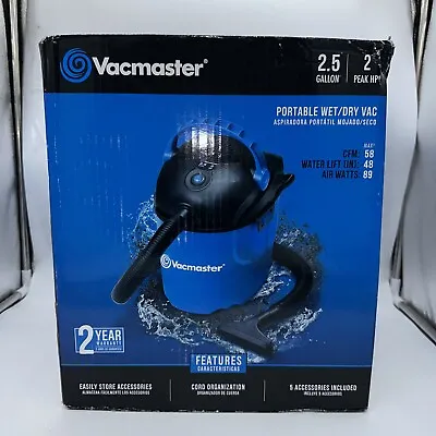 $45 • Buy Vacmaster, VP205, 2.5 Gallon 2 Peak HP Portable Wet/Dry Shop Vacuum, Blue