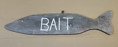 Vintage Old Wood Wooden Bait Fishing Tackle Sign AAFA • $149