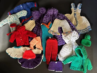 Vintage Mixed Unmarked LOT Barbie Crochet Knit Handmade Fashion Doll Clothes 70s • $30