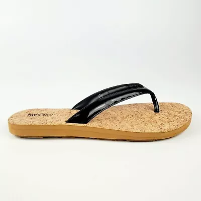 Mossimo Women's Cork Sandals Black Odele Patent Flip Flop Size 6 • $12.99