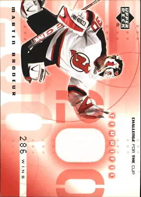 2001-02 (DEVILS) UD Challenge For The Cup Jerseys #TMB Martin Brodeur Jsy - MINT • $18