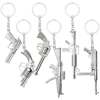 6 Pack Metal Military Gun Keychains For Men 6 Assorted Designs And Sizes • $11.49