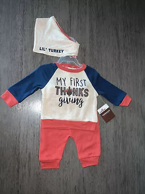 Way To Celebrate Thanksgiving Outfit Baby Unisex NEW My 1st Thanksgiving W Bib • $15.99