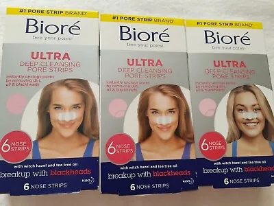 £13.99 • Buy 3 X Biore Ultra Deep Cleansing Pore 6 Strips With Witch Hazel & Tea Tree Oil 