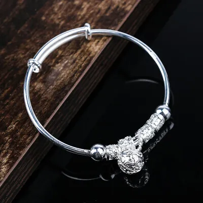Solid 925 Sterling Silver Dreamcatcher Tassel Bangle Bracelets Women Jewellery • £3.85
