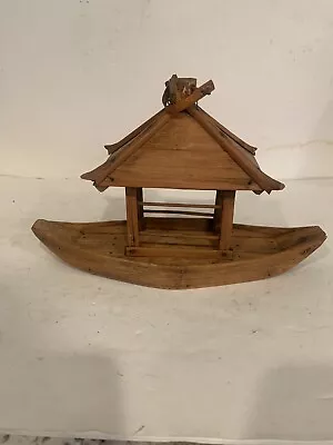 Vintage Asian Style Fishing Boat Handmade Wooden Rare Item See All Photos NICE • $25