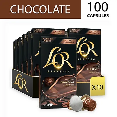 £34.80 • Buy L'OR 100 Espresso Chocolate Nespresso* Compatible Coffee Capsules 10 Packs