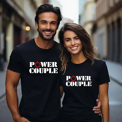 Valentine's Day Matching Couple T Shirt Power Theme Black XS-4XL • £3.99