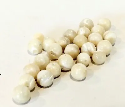 Vintage 8mm Natural White MOTHER OF PEARL Round Beads Loose • $14.99