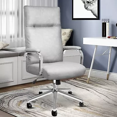 Executive Leather Office Chair Desk Task Computer Chair With Back Support Gray • $79.99