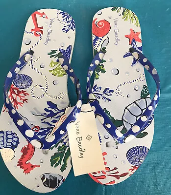 Vera Bradley Flip Flops. Anchors Aweigh  Pattern. Nautical Theme.  Size S. NWT. • $19.99