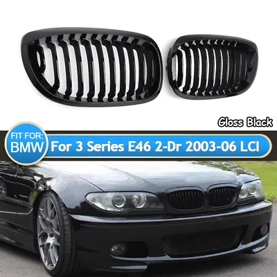 For BMW E46 Coupe 325Ci 330Ci LCI 2Door 2003-2006 Front Kidney Grill Gloss Black • $31.91