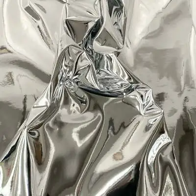 SIlver Chrome Reflective Mirror Vinyl Crafting Upholstery Fabric - BTY - 54  • $21.95