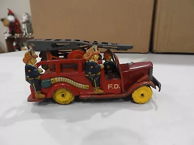 Vintage Tin Litho Friction Fire Truck Sss Japan 6 1/4  • $74.99