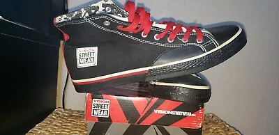  Vision Street Wear Men's Canvas Hi Top Retro BLACK Skate Shoe Size US 12 NEW • $250
