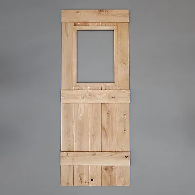 Bead & Butt - Oak Internal Ledged Solid Door - Cottage Door - Glass Opening   • £334.44