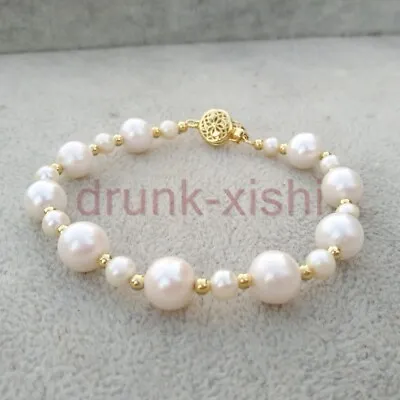 $24.99 • Buy Excellent AAA Akoya White Pearl Bracelet 7.5-8 Inches 14k Gold P Clasp