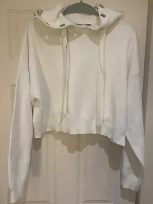 Womenz Zara Knit Cropped Hoodie White Size L • £10