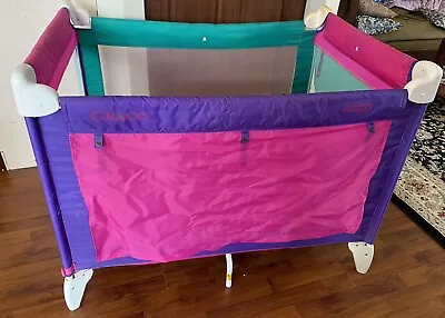 Vintage 1990s Graco Baby Pack N Play Sport •Purple Pink Turquoise W/ Bag NICE • $99.95