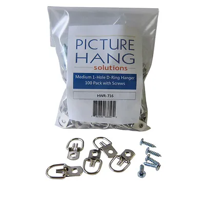 D Ring Picture Hangers With Screws - Pro Quality D-rings - 100 Pack • $10.45