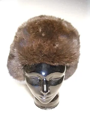 Soviet Era Russian Fur Hat TRAPPER HAT Mink Or Sable? 19.5  Men's Hat Ear Flaps • $45