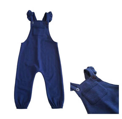 £5.99 • Buy Girls Baby Kids Dungaree Playsuit Romper Bib Short Frill Summer Navy NEW