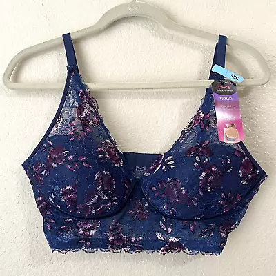 Maidenform Bralette Womens 38C Floral Lace Wireless Convertible NEW • $28