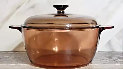 Vintage Corning Ware Visions Cookware Amber 4.5L Dutch Oven Stock Pot *W Lid* • $45