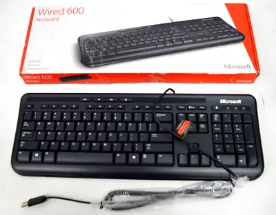 NEW Genuine Microsoft Wired USB Keyboard 600 Model 1366 ANB-00001 - Open Box • $19.95