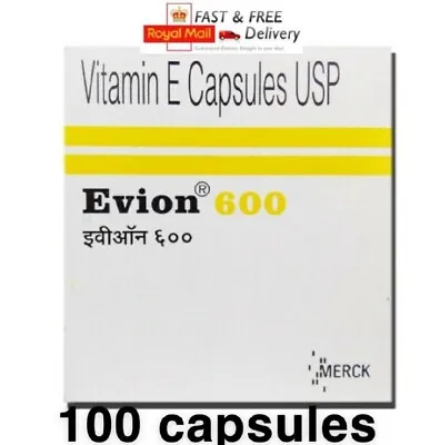£15.95 • Buy 100 X Vitamin E Evion 600mg Capsules For Glowing Face Strong Hair Nails UK