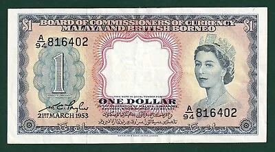 Malaya And British Borneo $1 21-3-1953 P-1a CH VF+ • $70