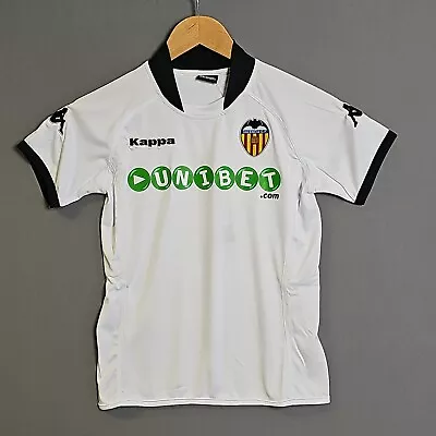 Valencia CF Shirt Youth Small 2009 2010 Home Jersey Kappa White Football Soccer • £34.95