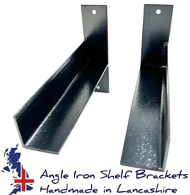2x WELDED Angle Iron SHELF BRACKETS Strong Steel & Handmade In Lancashire ZB • £20.40
