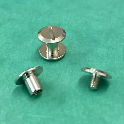 £3 • Buy Chicago Screws Studs 9mm Wide Keyring Belt Strap Fasteners Brass / Nickel Plated