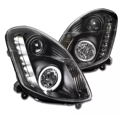 Fit 03-04 G35 G35X Sedan 4Dr LED Halo Projector Headlights Headlamps Lamps Black • $379.95