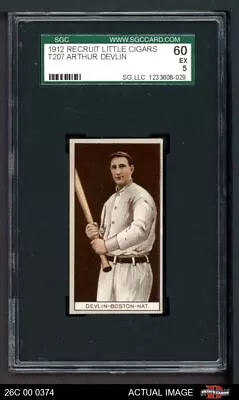 1912 T207 Art Devlin   Braves SGC 5 - EX • $385