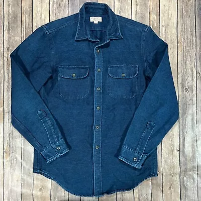 J Crew Wallace & Barnes Heavy Chamois Flannel Work Shirt Medium Mens Blue • $59.95