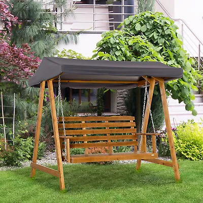 £278.99 • Buy 3 Seater Wooden Garden Swing Chair Outdoor Hammock With Adjustable Canopy