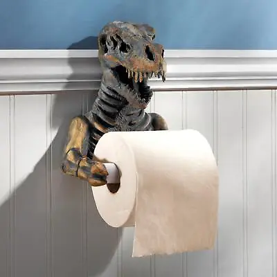 Design Toscano T. Rex Dinosaur Skeleton Bathroom Toilet Paper Holder • $38.90