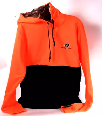 Mossy Oak Mens Large Bright Orange & Black Hooded Sweatshirt 100% Polyester • $46.99