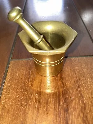 Vintage Solid Small Brass Mortar And Pestle -Collectible • $14.99