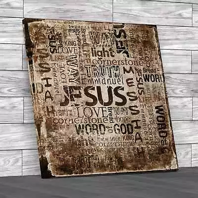 Jesus Christian Sayings Square Sepia Canvas Print Large Picture Wall Art • £22.95