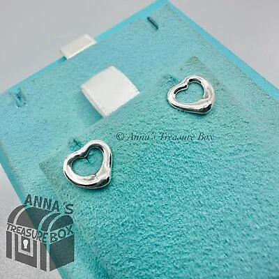 Tiffany & Co. 925 Silver Elsa Peretti 11mm Open Heart Stud Earrings (pouch) • $299.95