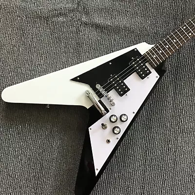 $274.50 • Buy Fly V Electric Guitar Solid Mahogany Body White&Black Fast Ship
