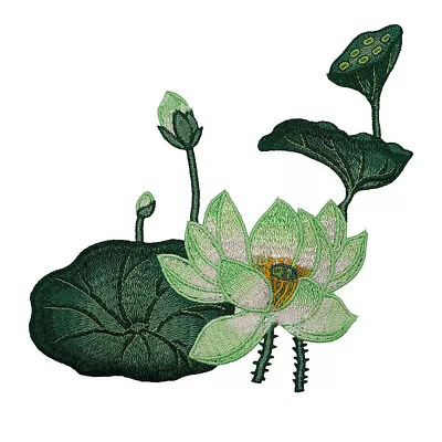 Chinese Lotus Pod Leaf Embroidery Sew On Patches Applique Clothing Decor Sewing • £3.99